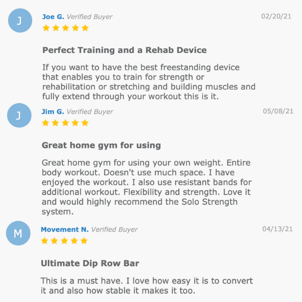 customer product reviews SoloStrength ultimate bodyweight exercise home gym equipment