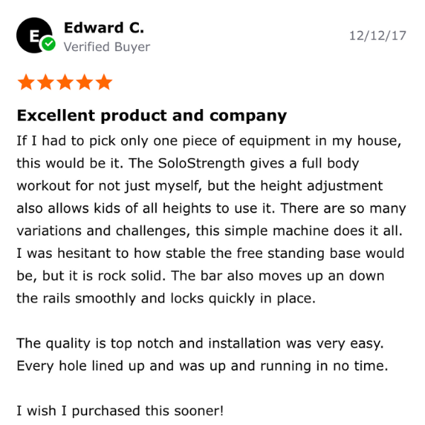 customer product reviews SoloStrength ultimate bodyweight exercise home gym equipment