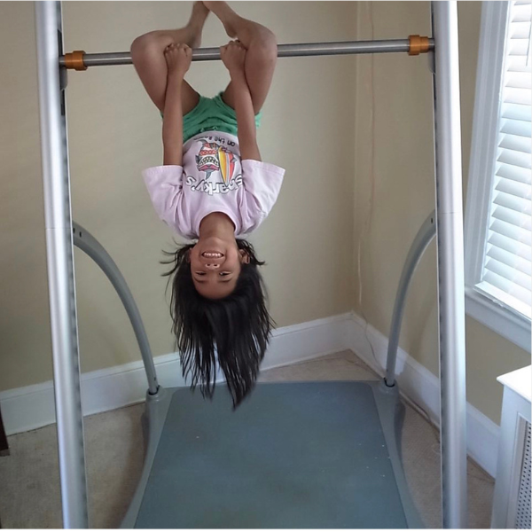 kids playing with home gym gymnastics bar adjustable height home exercise equipment by solostrength