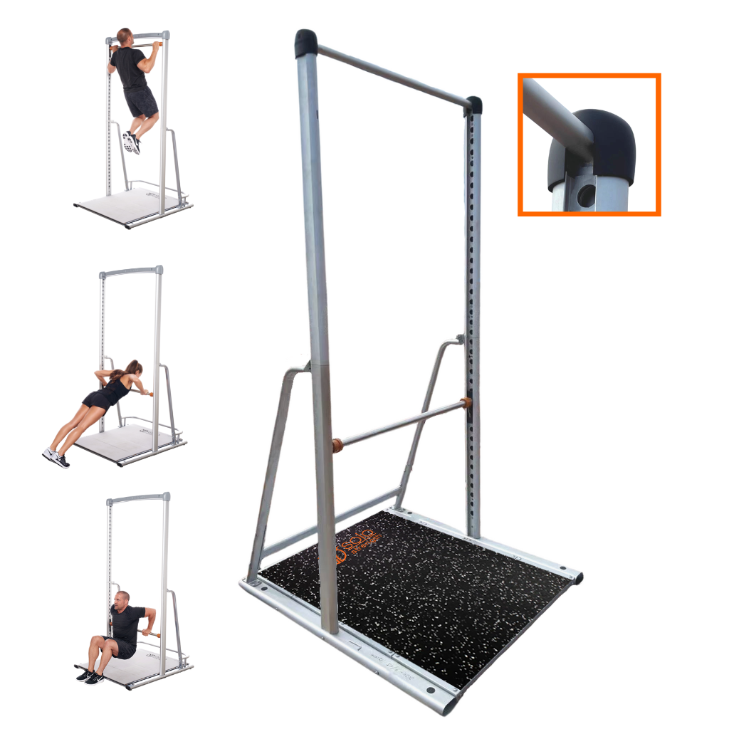 SoloStrength | Ultimate Freestanding Outdoor Gym - Adjustable height exercise pull up bar bodyweight training station 90 inches