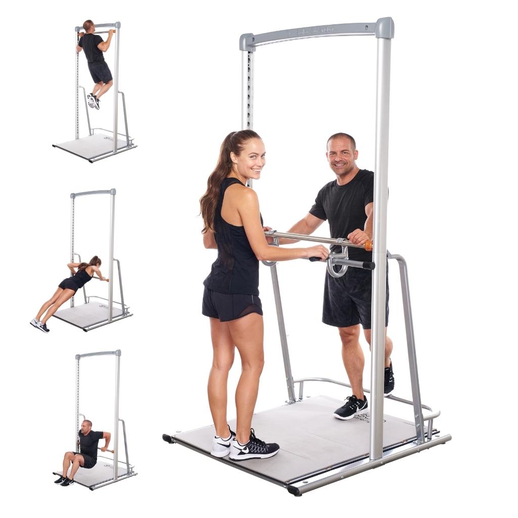 SoloStrength | Ultimate Free standing Pull Up Bar Home Gym - Adjustable height exercise pull up bar bodyweight training station 90 inches