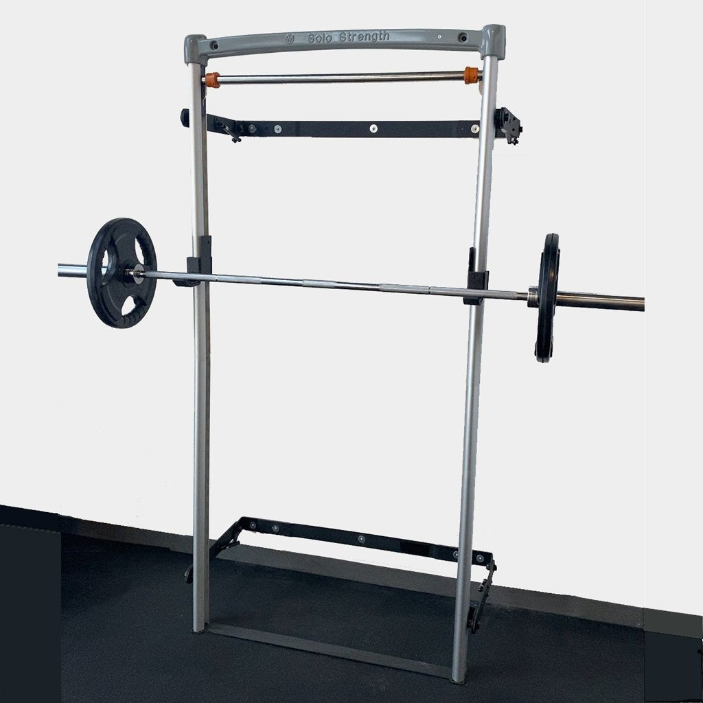 Ultimate Series Folding Squat Rack with pull up bar Wall Mounted Foldup Rack and Body weight equipment Home Gym by SoloStrength - Adjustable Height Bar Exercise Station