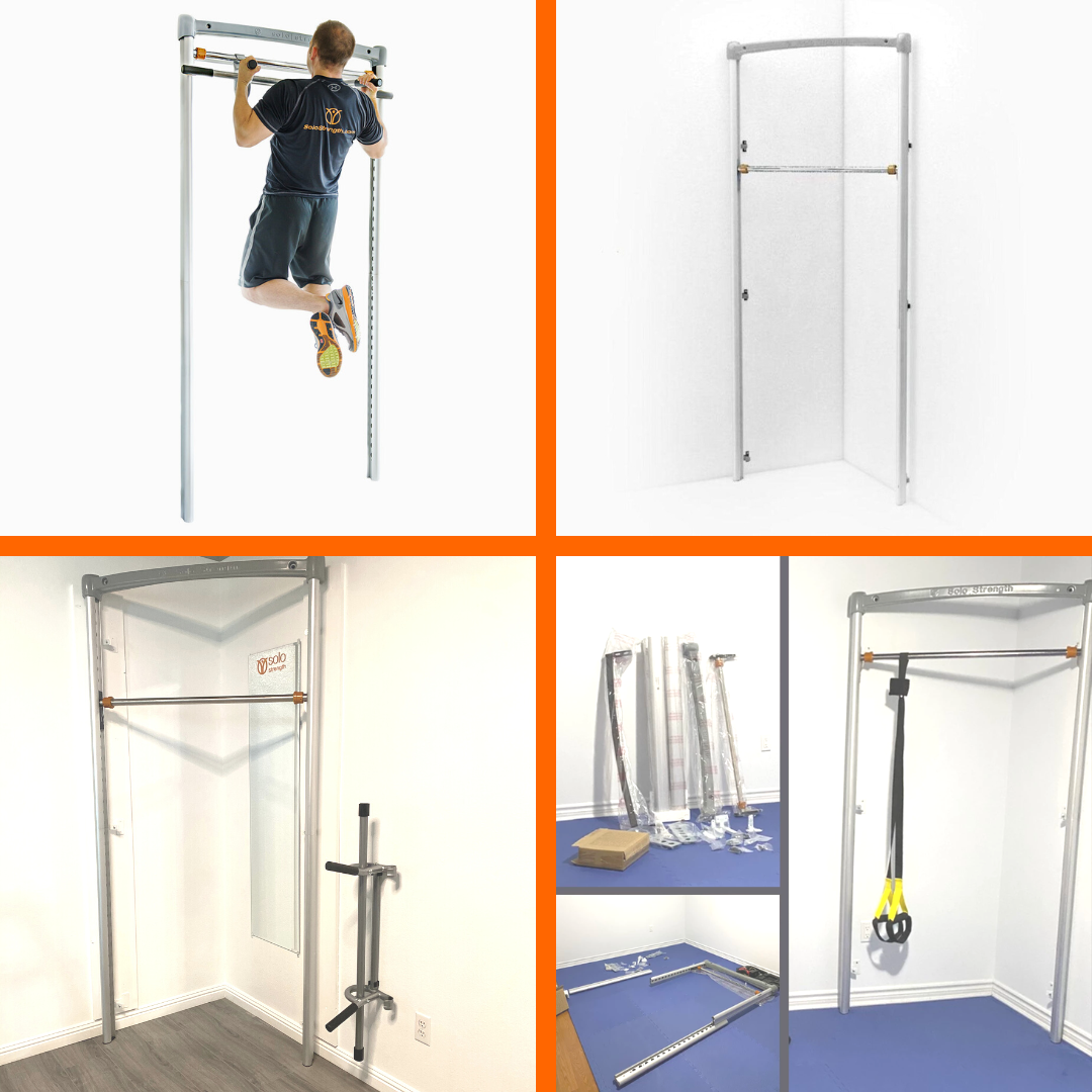 Use as adjustable pull up bar, bodyweight exercise training station, isometric strength and stretching station Easiest way to get fit and stay fit in the comfort of your home!