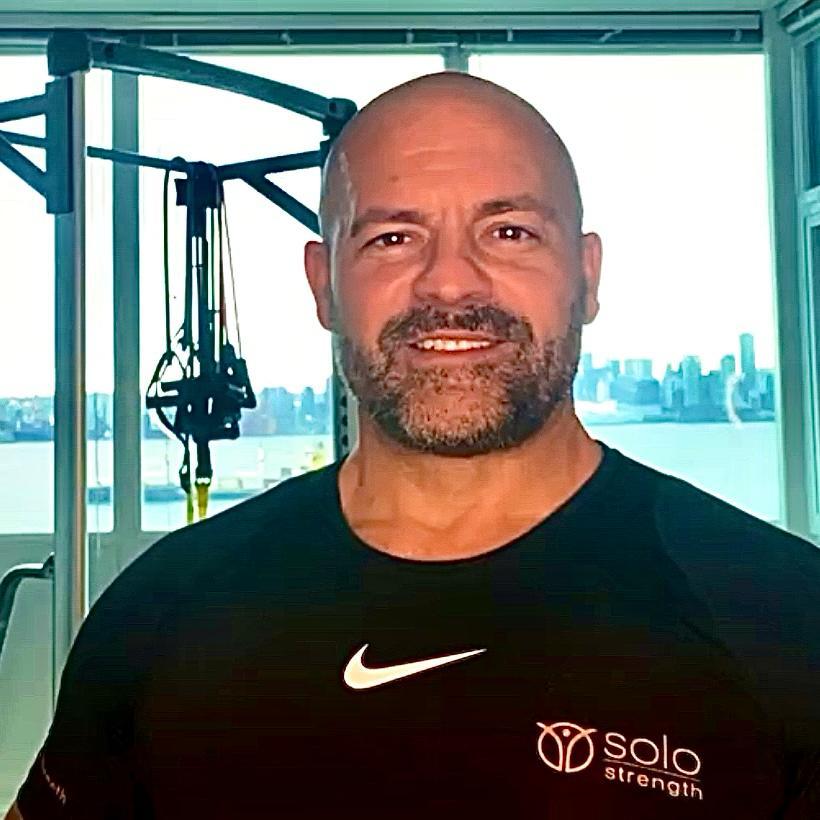 Michael Bulva President and CEO of SoloStrength Lifestyle Products works out on his home gym exercise system every day