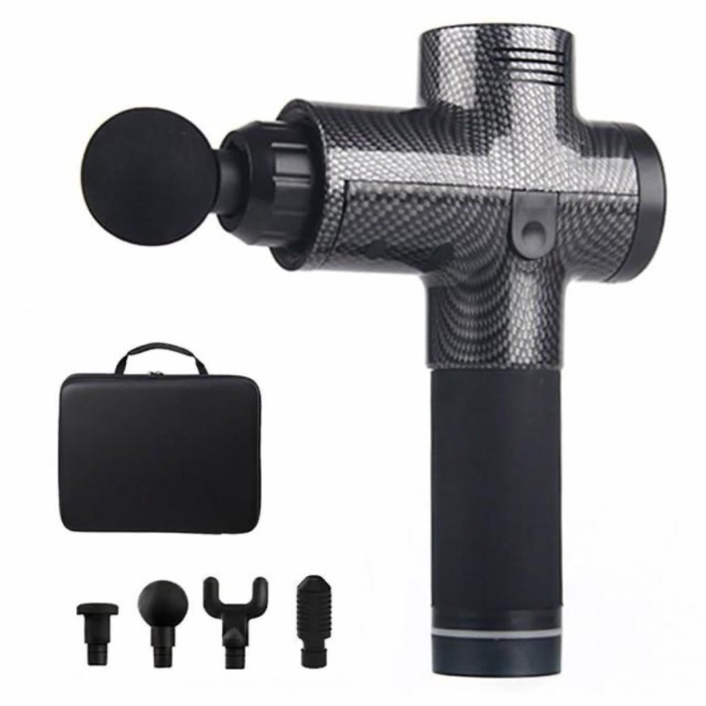 Powerbody High Powered Multi-attachment massage gun - carbon fibre with case