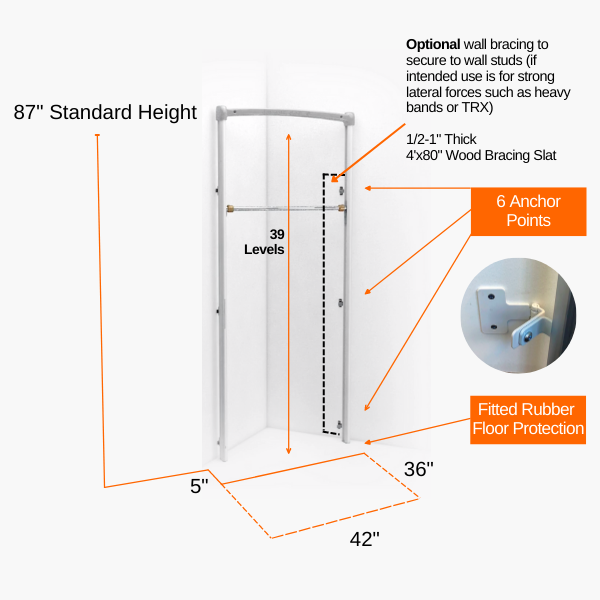corner mounted pull up bar specifications At home pull up bar bodyweight exercise training station with adjustable exercise bar and dip station