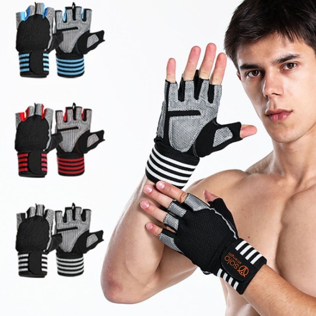 Lightweight and strong grip highly breathable powergrip training weight lifting gloves with wrist support - SoloStrength